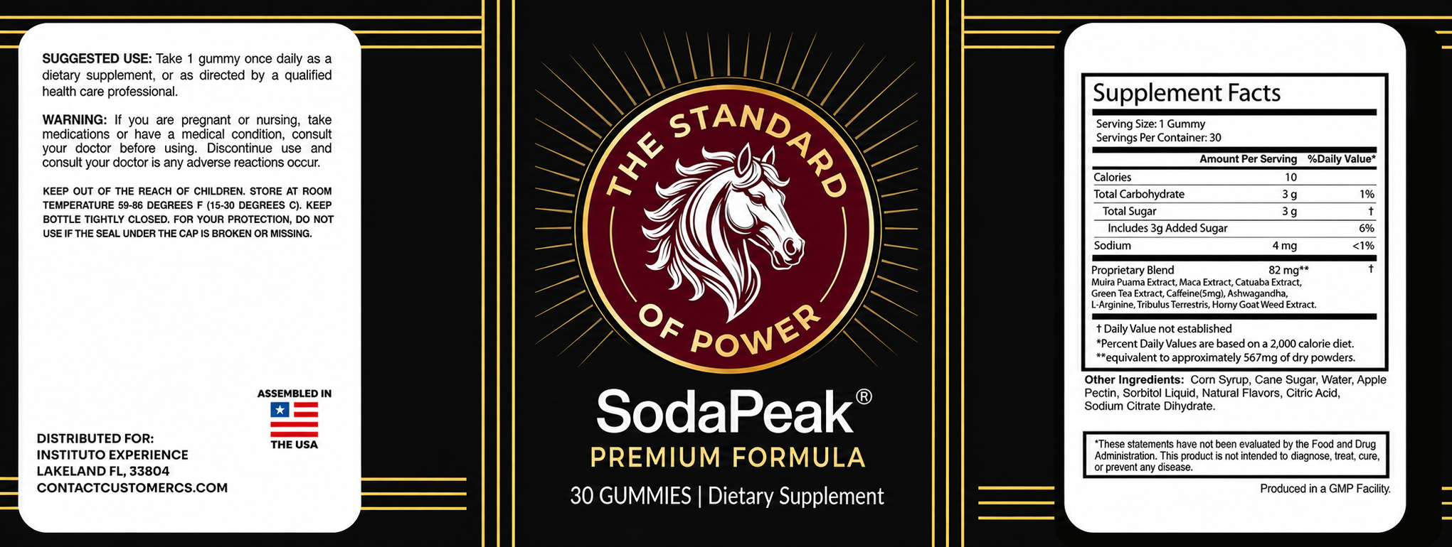 SodaPeak Supplement Facts label